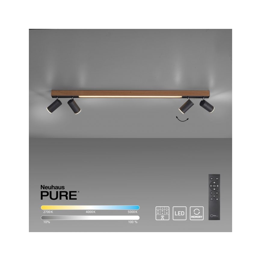 Paul Neuhaus 6121-79 - LED Aptumšojams starmetis PURE 4xLED/4W/230V + LED/9W 2700-5000K + tālvadības pults