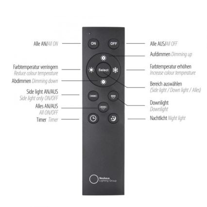 Paul Neuhaus 6121-79 - LED Aptumšojams starmetis PURE 4xLED/4W/230V + LED/9W 2700-5000K + tālvadības pults