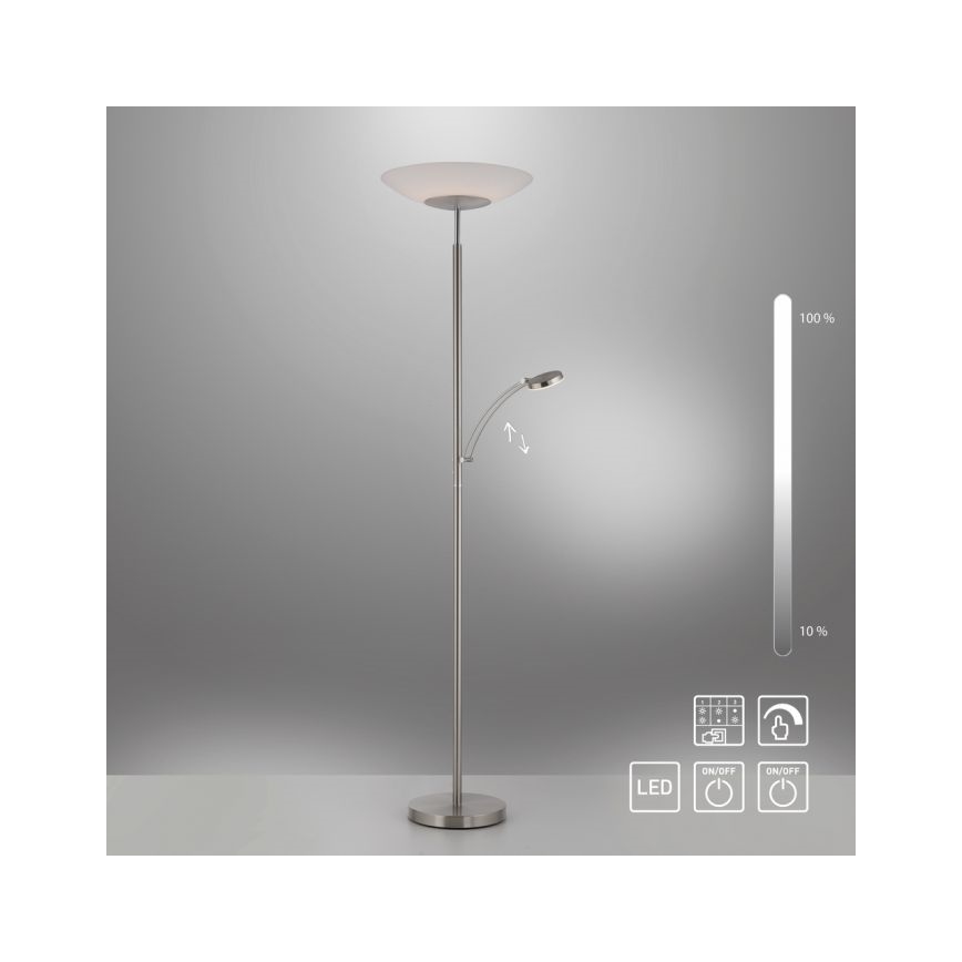Paul Neuhaus 655-55 - LED Aptumšojama grīdas stāvlampa ALFRED 1xLED/28W+1xLED/4W/230V spīdīgi hromēts