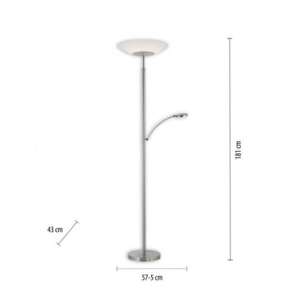 Paul Neuhaus 655-55 - LED Aptumšojama grīdas stāvlampa ALFRED 1xLED/28W+1xLED/4W/230V spīdīgi hromēts
