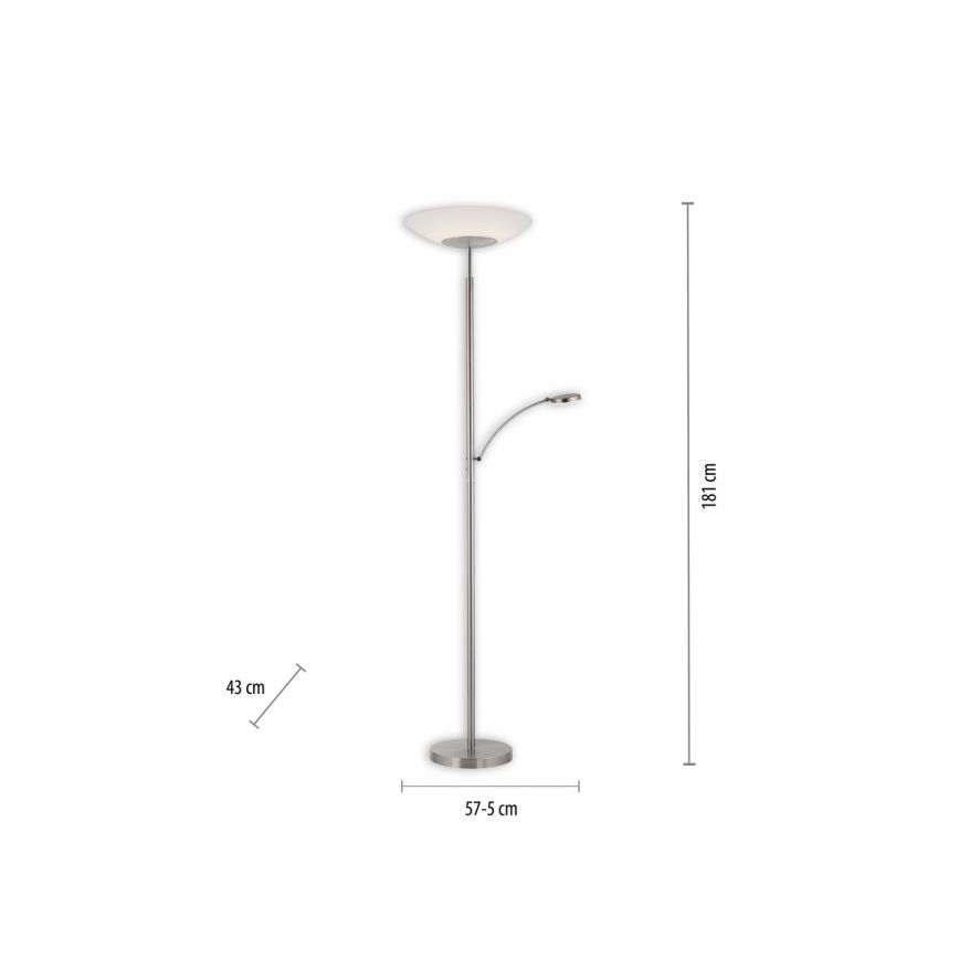 Paul Neuhaus 655-55 - LED Aptumšojama grīdas stāvlampa ALFRED 1xLED/28W+1xLED/4W/230V spīdīgi hromēts