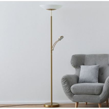 Paul Neuhaus 655-60 - regulējama LED grīdas lampa ALFRED LED/28W/230V+LED/4W/230V misiņš