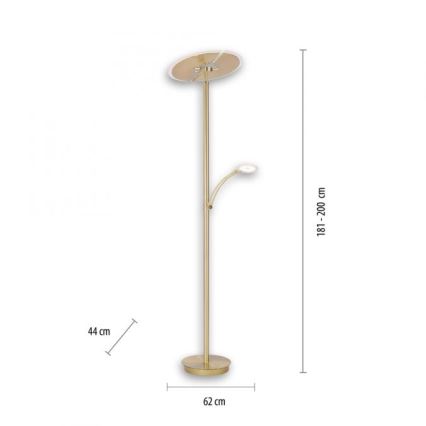 Paul Neuhaus 673-60 - LED Aptumšojama stāvlampa ARTUR 2xLED/21W+1xLED/6W/230V zelta