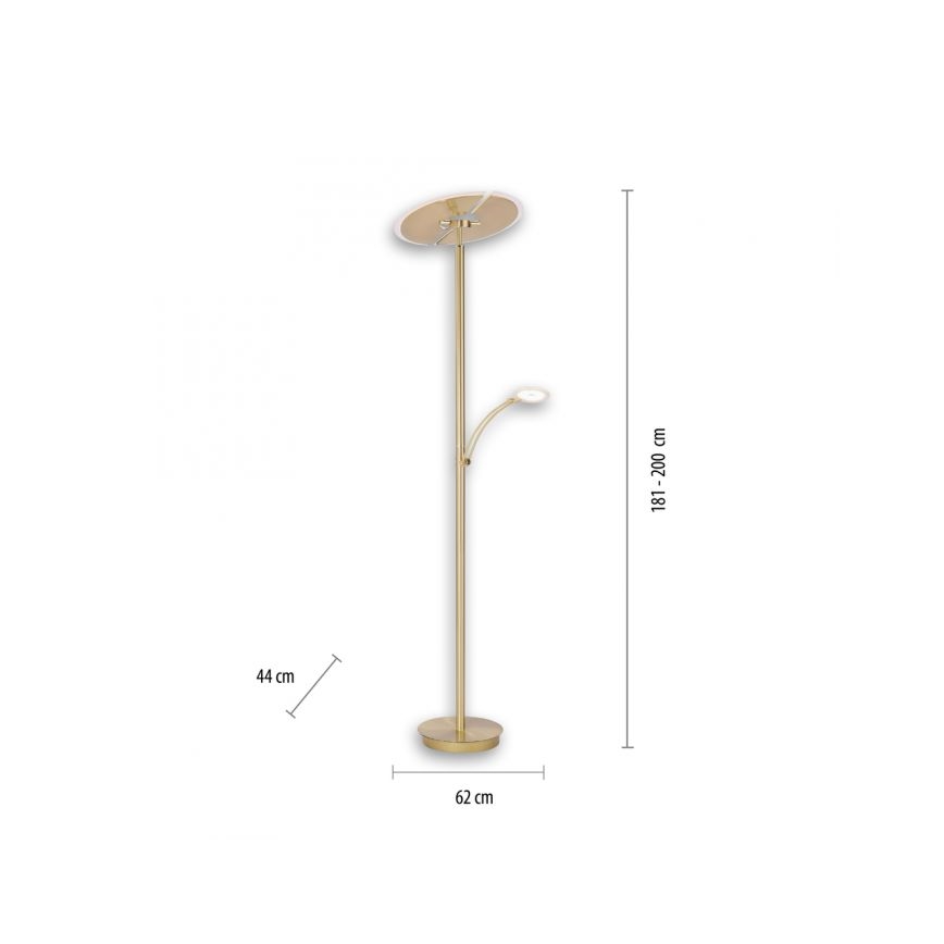 Paul Neuhaus 673-60 - LED regulējamā grīdas lampa ARTUR 2xLED/21W/230V+LED/6W zelta