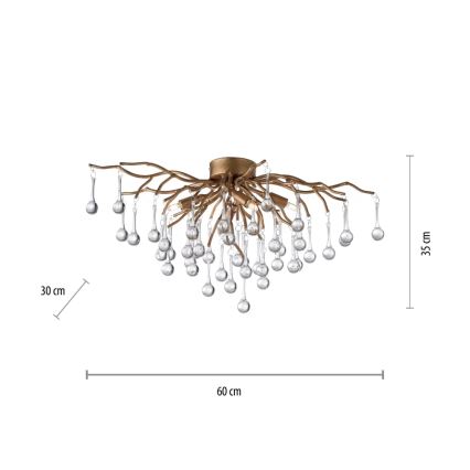 Paul Neuhaus 8090-11 - Virsapmetuma lustra ICICLE 4xG9/40W/230V 30x60 cm misiņš