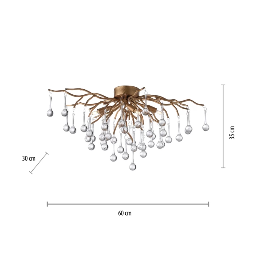 Paul Neuhaus 8090-11 - Virsapmetuma lustra ICICLE 4xG9/40W/230V 30x60 cm misiņš