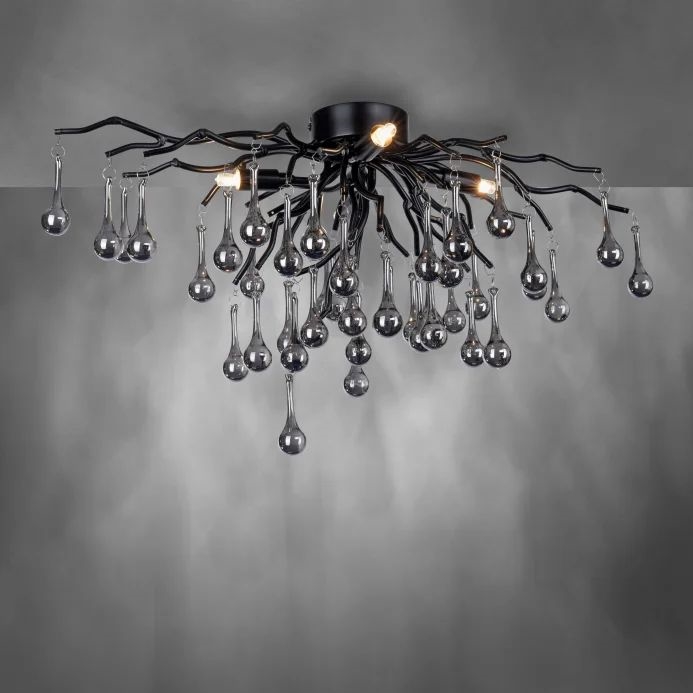 Paul Neuhaus 8090-18 - Piestiprināma griestu lampa ICICLE 4xG9/40W/230V 30x60 cm melna