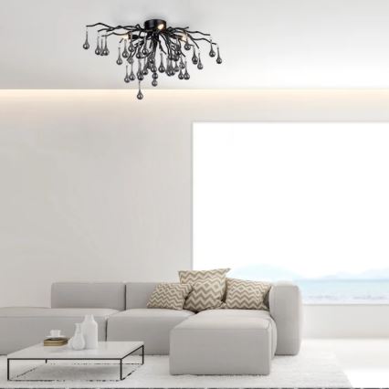 Paul Neuhaus 8090-18 - Piestiprināma griestu lampa ICICLE 4xG9/40W/230V 30x60 cm melna