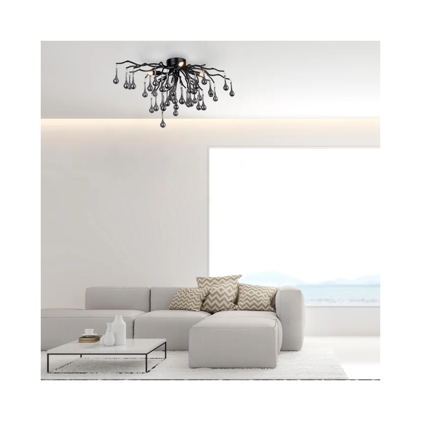 Paul Neuhaus 8090-18 - Piestiprināma griestu lampa ICICLE 4xG9/40W/230V 30x60 cm melna