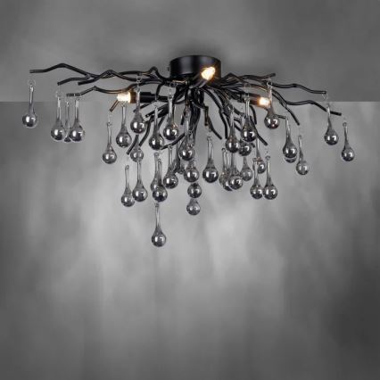 Paul Neuhaus 8090-18 - Piestiprināma griestu lampa ICICLE 4xG9/40W/230V 30x60 cm melna