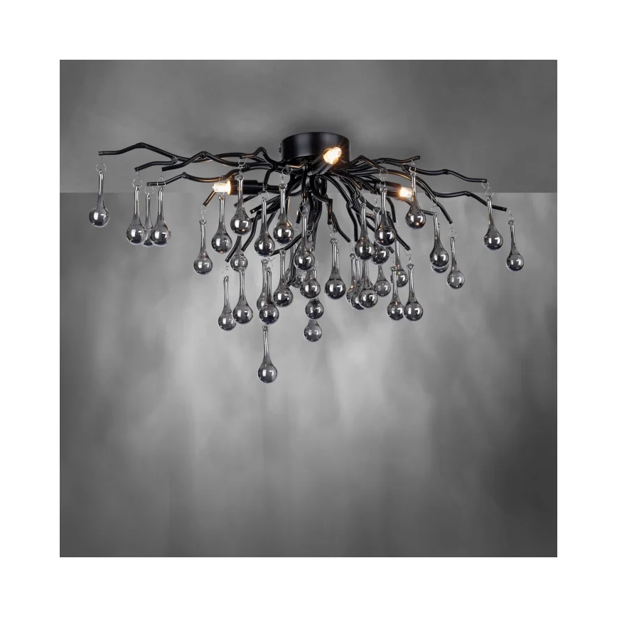Paul Neuhaus 8090-18 - Piestiprināma griestu lampa ICICLE 4xG9/40W/230V 30x60 cm melna