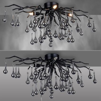 Paul Neuhaus 8090-18 - Piestiprināma griestu lampa ICICLE 4xG9/40W/230V 30x60 cm melna