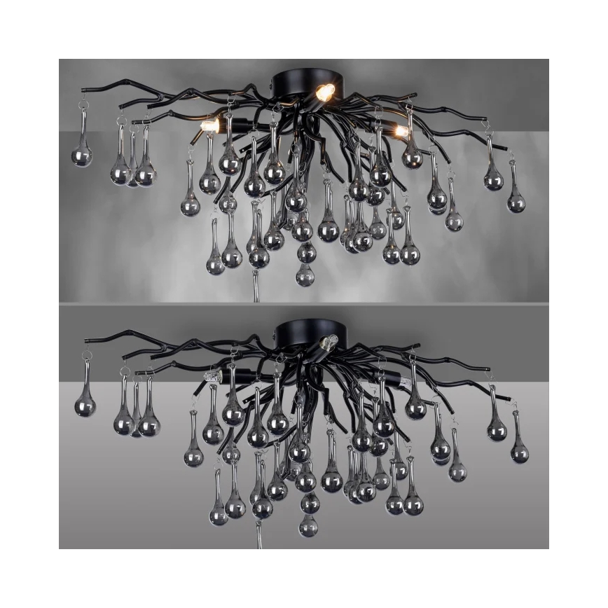 Paul Neuhaus 8090-18 - Piestiprināma griestu lampa ICICLE 4xG9/40W/230V 30x60 cm melna