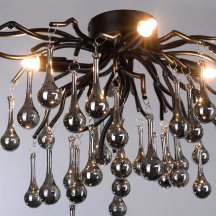 Paul Neuhaus 8090-18 - Piestiprināma griestu lampa ICICLE 4xG9/40W/230V 30x60 cm melna