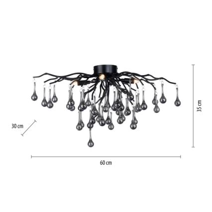 Paul Neuhaus 8090-18 - Piestiprināma griestu lampa ICICLE 4xG9/40W/230V 30x60 cm melna