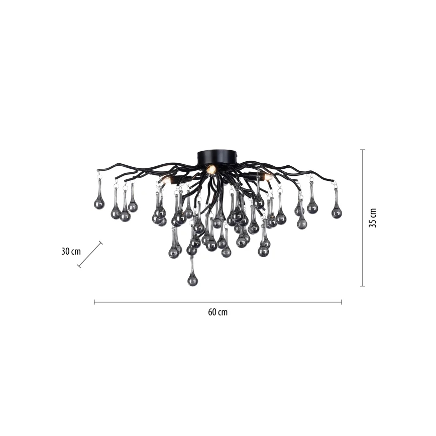Paul Neuhaus 8090-18 - Piestiprināma griestu lampa ICICLE 4xG9/40W/230V 30x60 cm melna