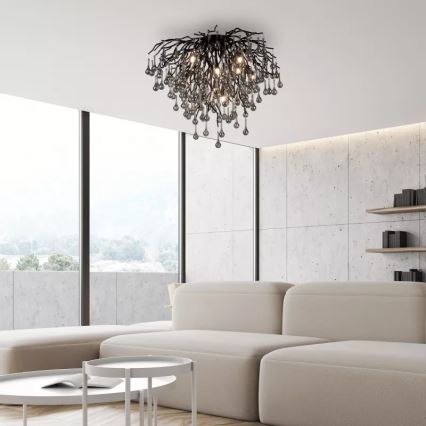 Paul Neuhaus 8091-18 - Griestu lampa ICICLE, 9 x G9/40W/230V, Ø 50 cm, melna