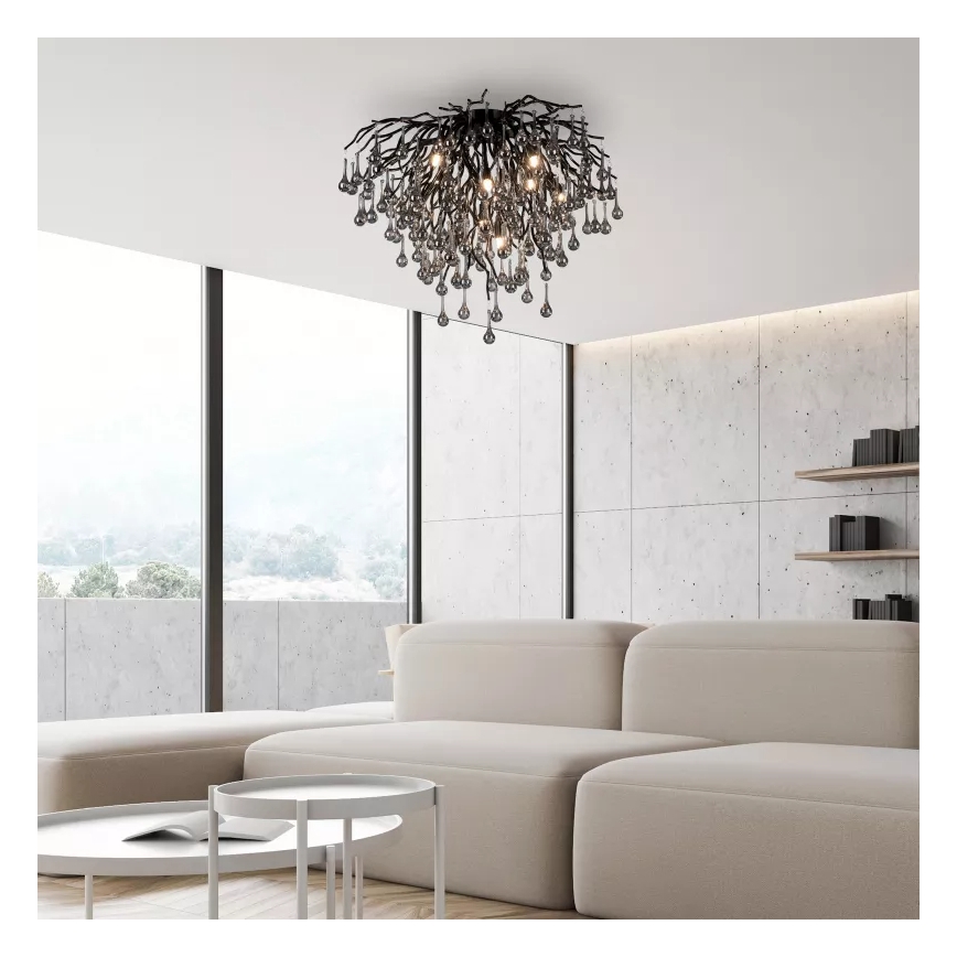 Paul Neuhaus 8091-18 - Griestu lampa ICICLE, 9 x G9/40W/230V, Ø 50 cm, melna