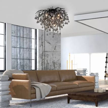 Paul Neuhaus 8091-18 - Griestu lampa ICICLE, 9 x G9/40W/230V, Ø 50 cm, melna