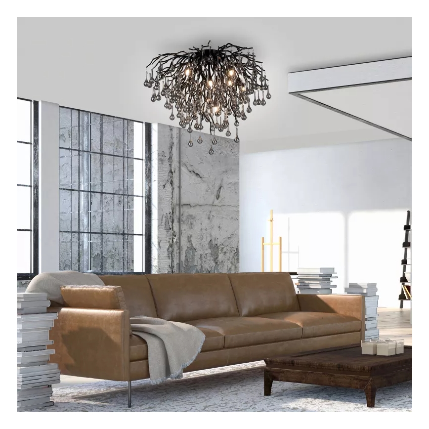 Paul Neuhaus 8091-18 - Griestu lampa ICICLE, 9 x G9/40W/230V, Ø 50 cm, melna