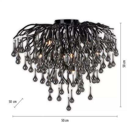 Paul Neuhaus 8091-18 - Griestu lampa ICICLE, 9 x G9/40W/230V, Ø 50 cm, melna