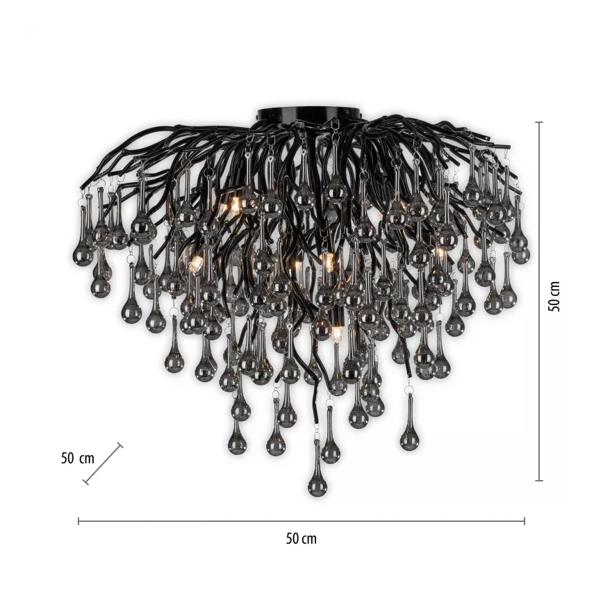 Paul Neuhaus 8091-18 - Griestu lampa ICICLE, 9 x G9/40W/230V, Ø 50 cm, melna