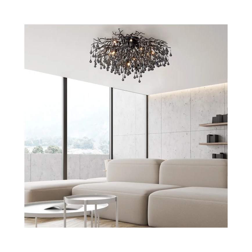 Paul Neuhaus 8092-18 - Virsmas piestiprināma griestu lustra ICICLE 14xG9/40W/230V Ø 100 cm melna