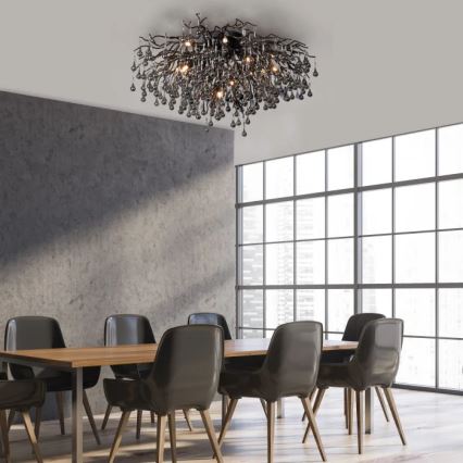Paul Neuhaus 8092-18 - Virsmas piestiprināma griestu lustra ICICLE 14xG9/40W/230V Ø 100 cm melna