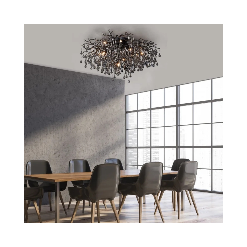 Paul Neuhaus 8092-18 - Virsmas piestiprināma griestu lustra ICICLE 14xG9/40W/230V Ø 100 cm melna