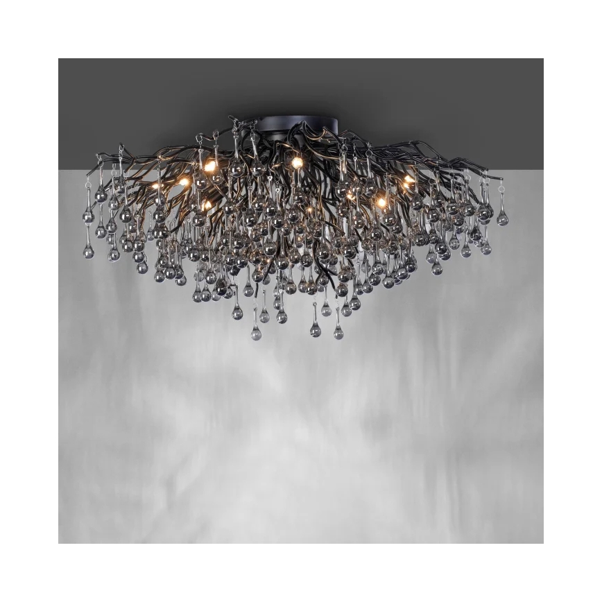 Paul Neuhaus 8092-18 - Virsmas piestiprināma griestu lustra ICICLE 14xG9/40W/230V Ø 100 cm melna