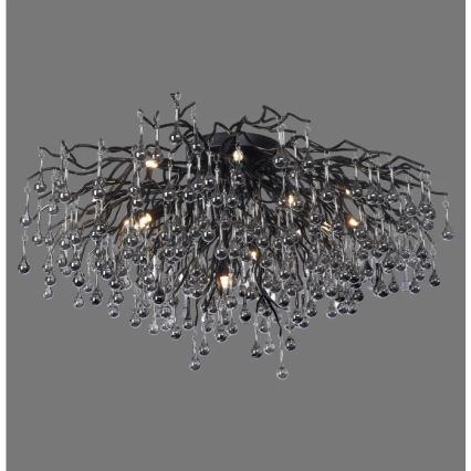 Paul Neuhaus 8092-18 - Virsmas piestiprināma griestu lustra ICICLE 14xG9/40W/230V Ø 100 cm melna