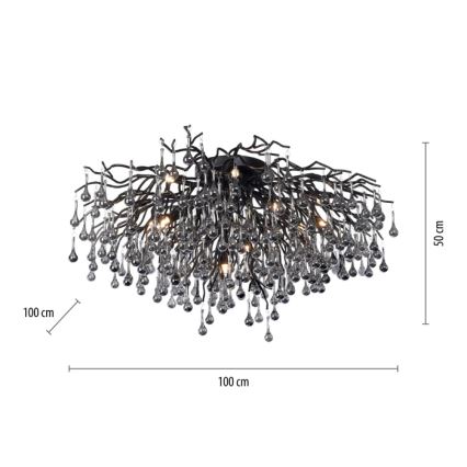 Paul Neuhaus 8092-18 - Virsmas piestiprināma griestu lustra ICICLE 14xG9/40W/230V Ø 100 cm melna