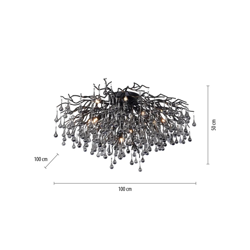 Paul Neuhaus 8092-18 - Virsmas piestiprināma griestu lustra ICICLE 14xG9/40W/230V Ø 100 cm melna