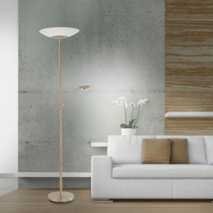 Paul Neuhaus - 655-60 - LED Aptumšojama stāvlampa ALFRED 1xLED/28W/230V+1xLED/4W/230V misiņa