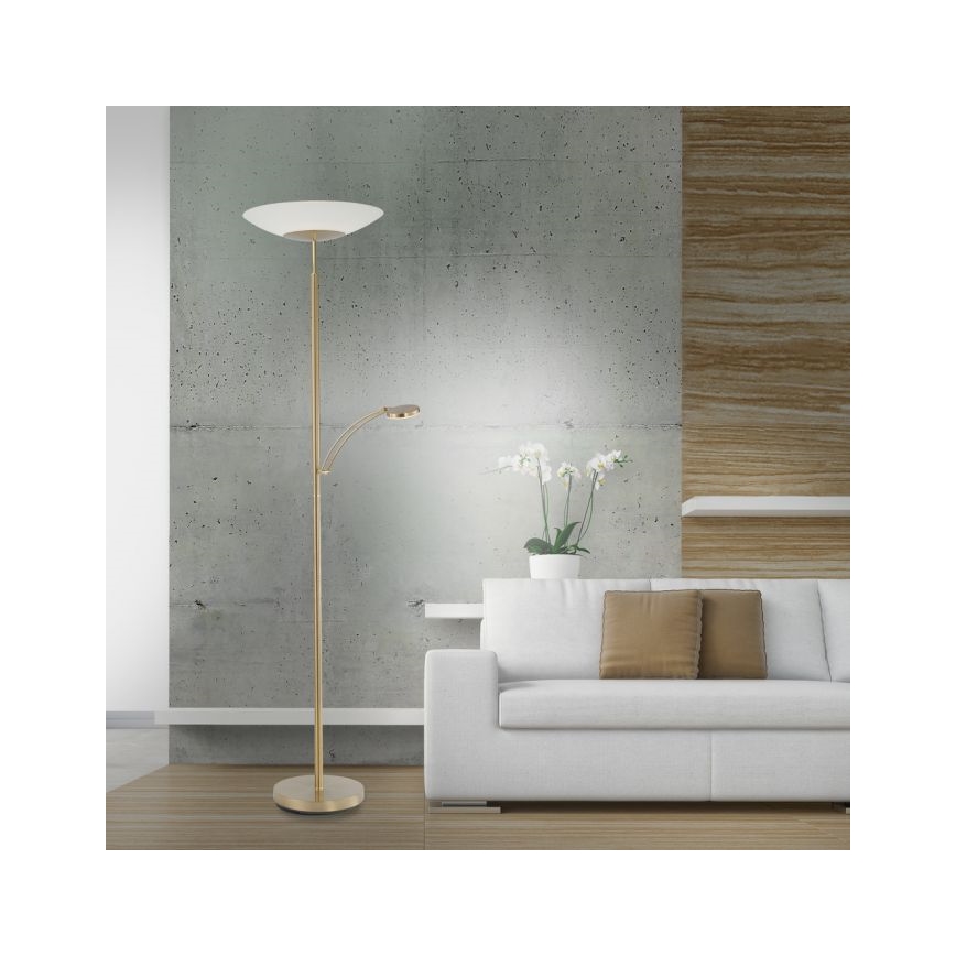 Paul Neuhaus - 655-60 - LED Aptumšojama stāvlampa ALFRED 1xLED/28W/230V+1xLED/4W/230V misiņa