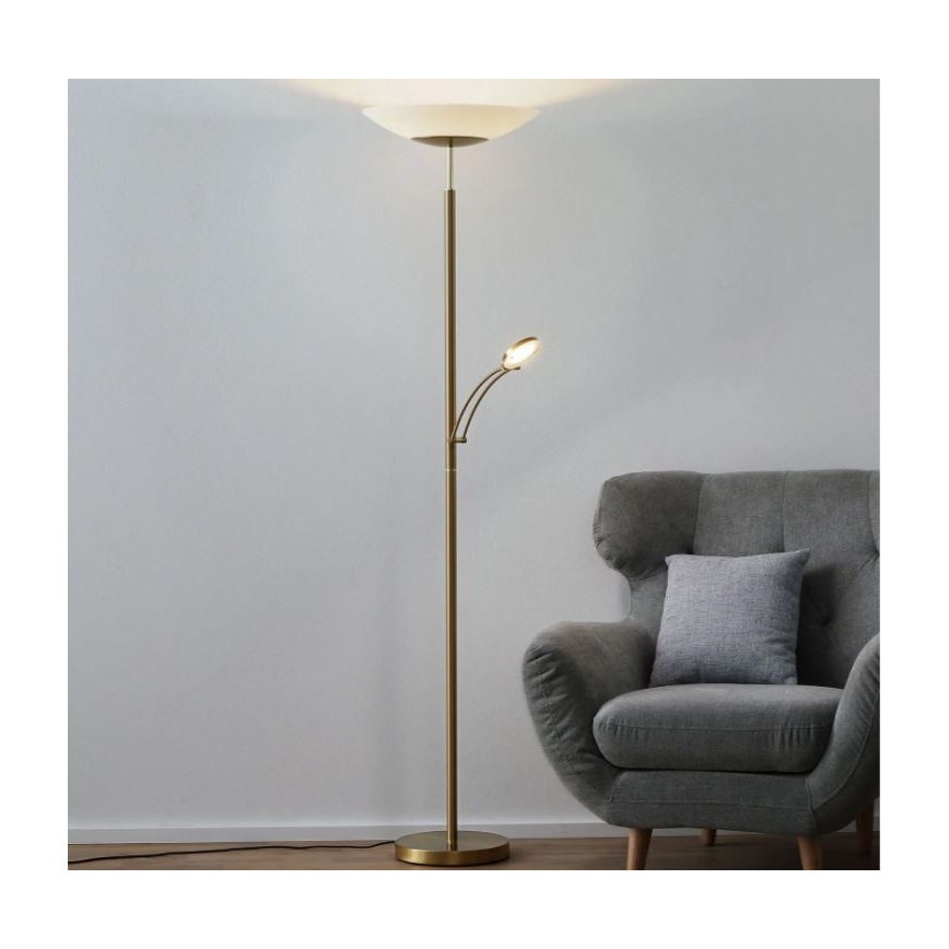 Paul Neuhaus - 655-60 - LED Aptumšojama stāvlampa ALFRED 1xLED/28W/230V+1xLED/4W/230V misiņa