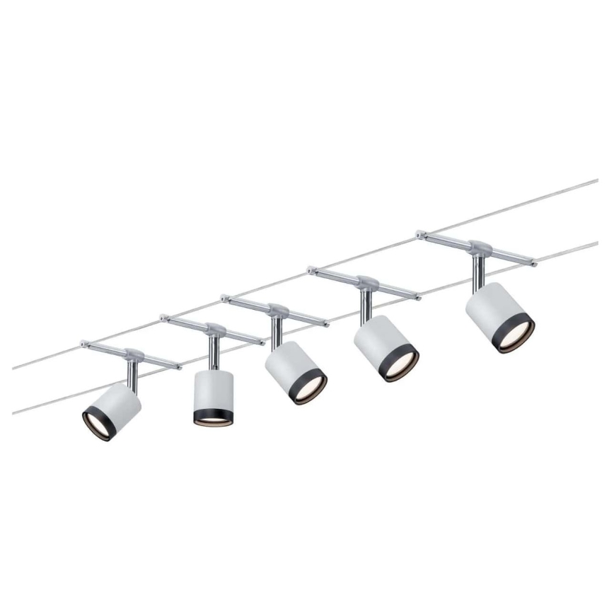 Paulmann 3981 - komplekts 5xLED/4W pilna TUBE trošu sistēma 230V, matēts hroms/melns