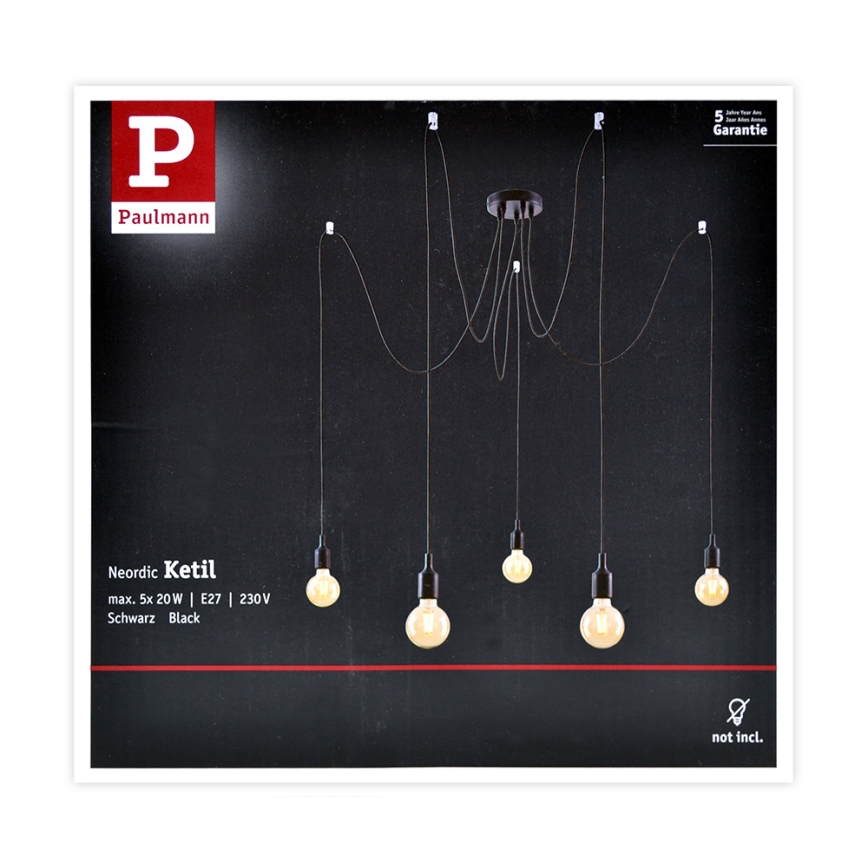 Paulmann 50389 - Lustra ar auklu NEORDIC 5xE27/20W/230V zirneklis