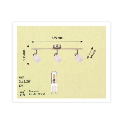 Paulmann 60200 - 3xLED-G9/2,2W Starmetis HELIX 230V