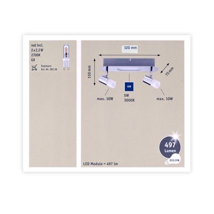 Paulmann 666.47 - LED Starmetis 2xG9/10W/230V + LED/5W