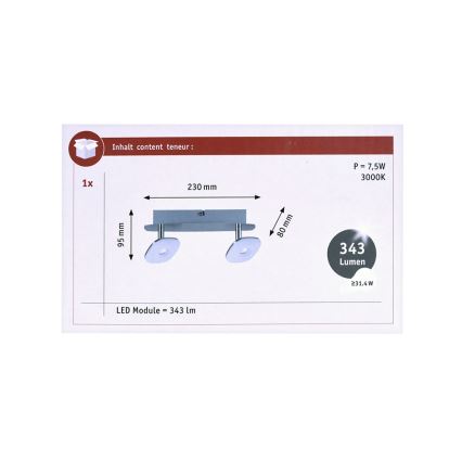 Paulmann 66651 - LED Starmetis SQUARELENSE 2xLED/3,2W/230V