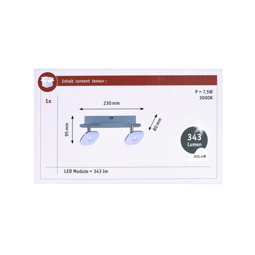 Paulmann 66651 - LED Starmetis SQUARELENSE 2xLED/3,2W/230V