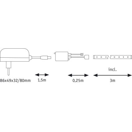 Paulmann 70481 - LED RGBW/9,6W Aptumšojama josla DIGITAL 3 m 230V + tālvadības pults