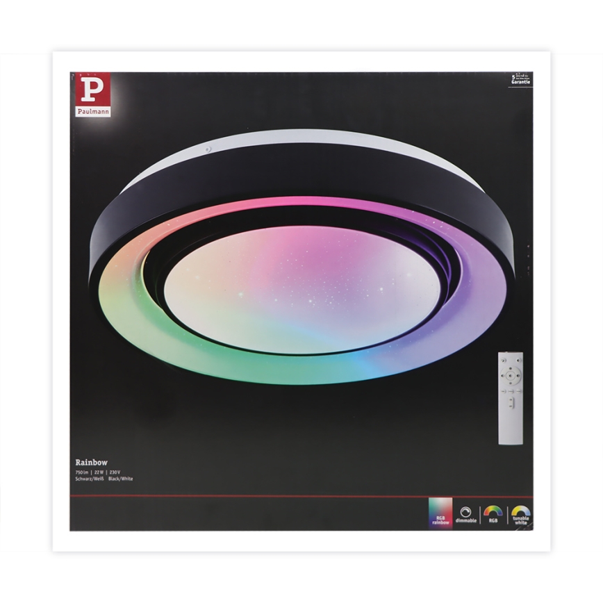 Paulmann 70544 - LED RGBW/22W Aptumšojams griestu gaismeklis RAINBOW 230V 3000-6500K + tālvadības pults