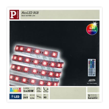 Paulmann 70587 - LED RGB/20W Aptumšojama josla MAXLED 1,5m 230V + tālvaības pults