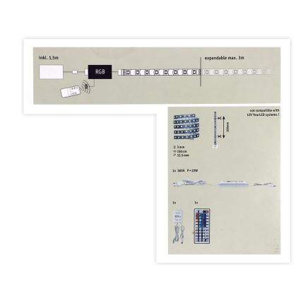 Paulmann 70587 - LED RGB/20W Aptumšojama josla MAXLED 1,5m 230V + tālvaības pults