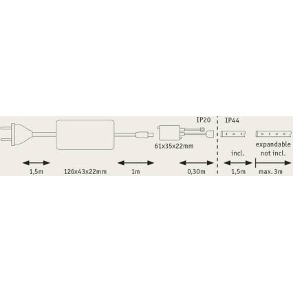 Paulmann 70623 - LED/10W IP44 Aptumšojama vannas istabas josla MAXLED 1,5 m 2700-6500K 230V + tālvadības pults