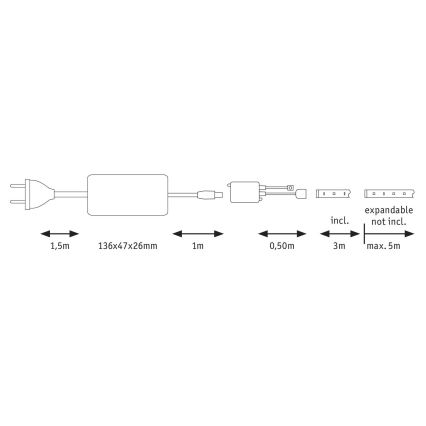 Paulmann 70624 - LED/20W Regulējama gaismas lente MAXLED 3m 230V ar tālvadības pulti