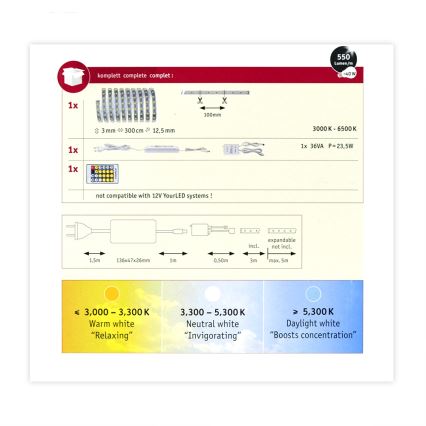 Paulmann 70624 - LED/20W Regulējama gaismas lente MAXLED 3m 230V ar tālvadības pulti