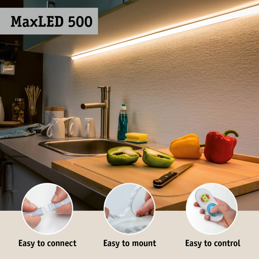 Paulmann 70627 - LED RGB/18W IP44 Aptumšojama vannas istabas josla MAXLED 1,5 m 230V + tālvadības pults